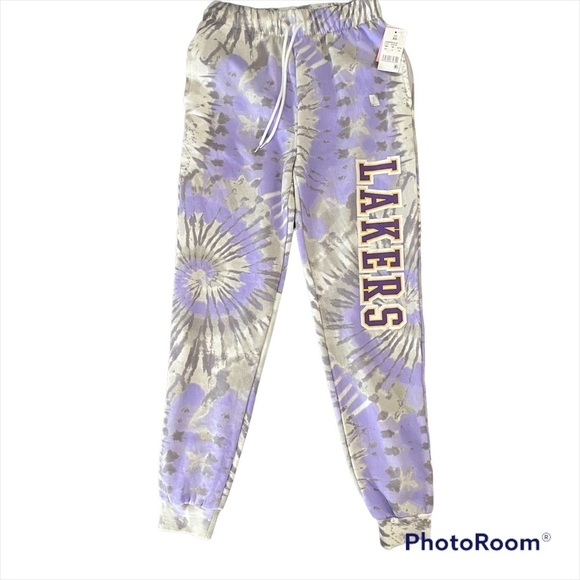 Women’s Tie Dye Sweatpants Los Angeles Lakers Hybrid Apparel Lavender Size XS - Picture 4 of 7